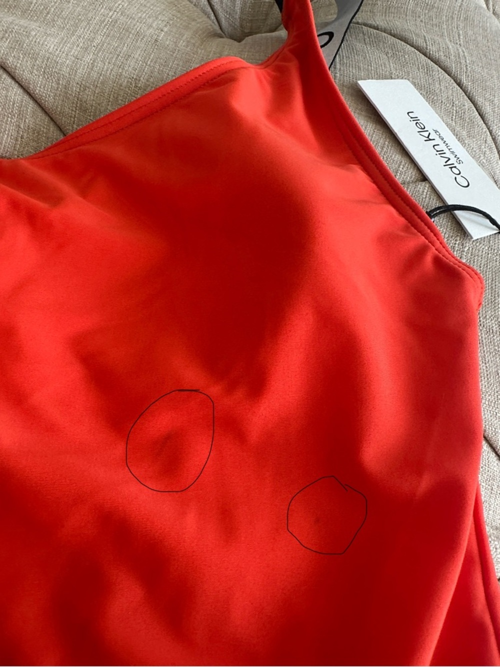 Calvin Klein Vibrant Orange-Red One-Piece Swimsuit - Picture 8 of 8